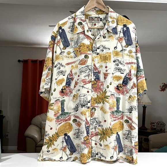 Vntg Tori Richard Aloha Cocktail Drink Hawaiian Shirt Manhattan Martini Size XL - Picture 2 of 5
